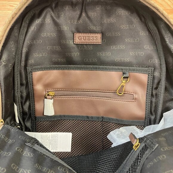 Guess Men's Vezzola Logo Backpack Beige with Dustbag NEW - Picture 4 of 11